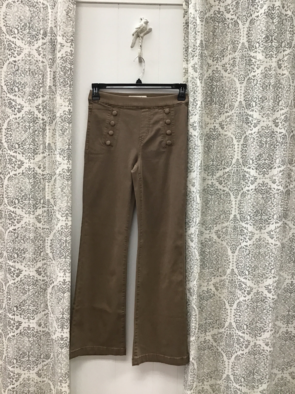 Flare pull On Pants With Sailor Buttons on Front Welts