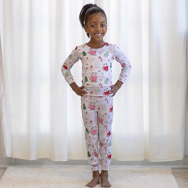 Kids Baking Spirits Bright Long Sleeve Pajamas Light Pink
