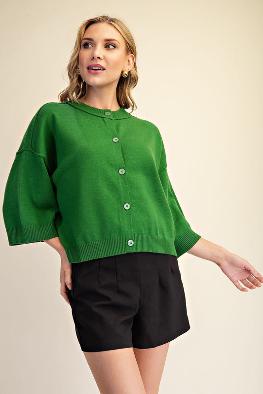 Cardigan Sweater Crew Neck