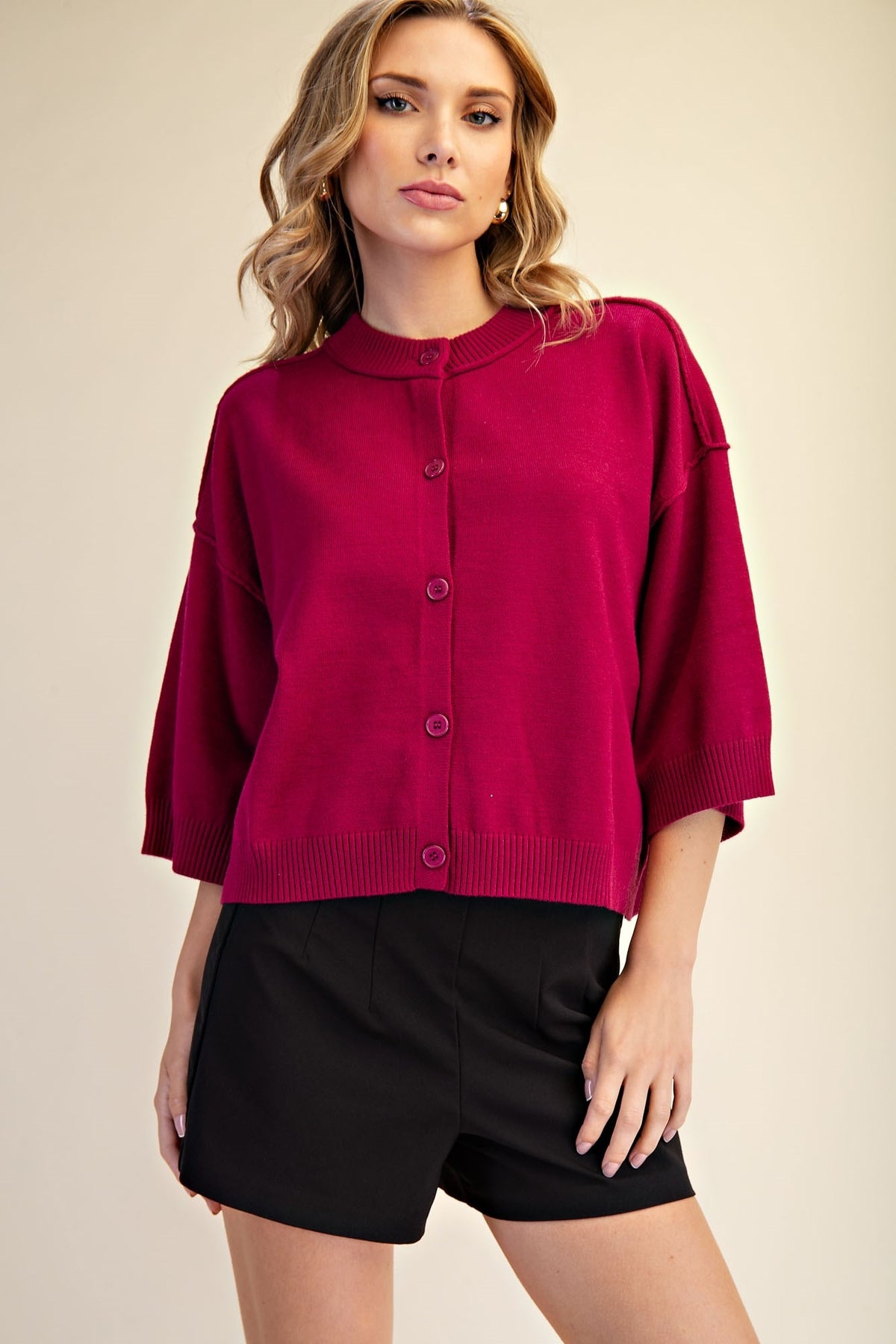 Cardigan Sweater Crew Neck