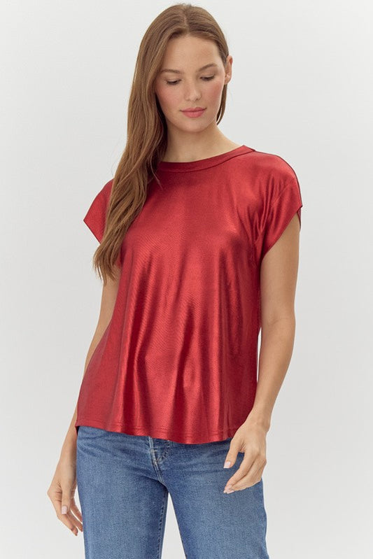 Short Sleeve Shimmery Top