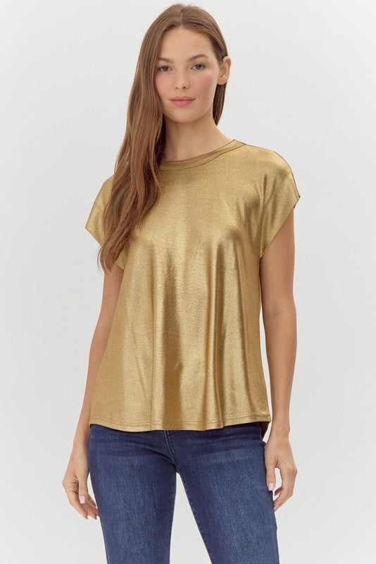 Short Sleeve Shimmery Top