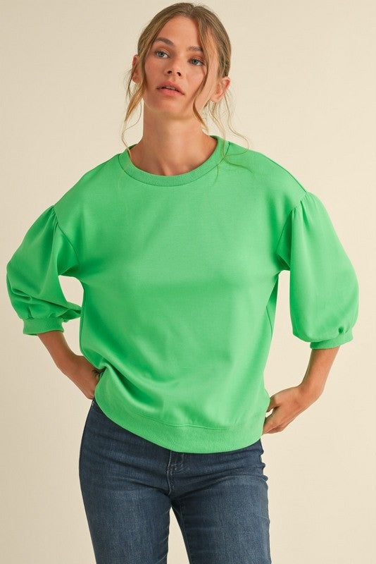 3/4 Sleeve Peasant Sleeve Sweatshirt