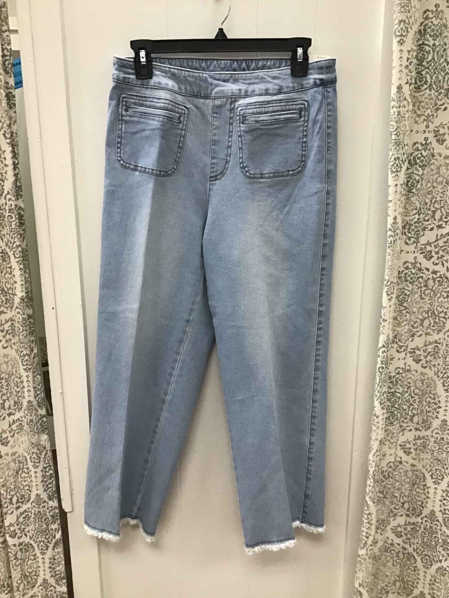 Fringe Hem Wide Leg Crop Jean