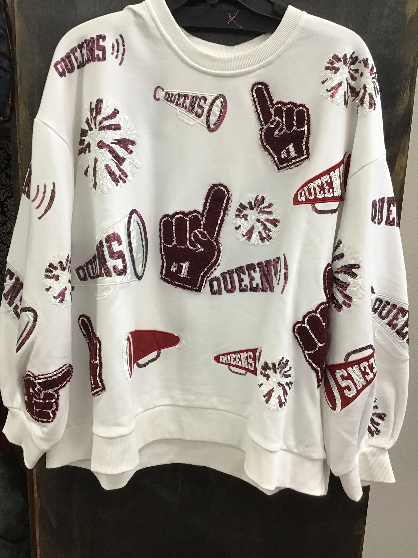 Maroon & White Cheers Queen Sweatshirt