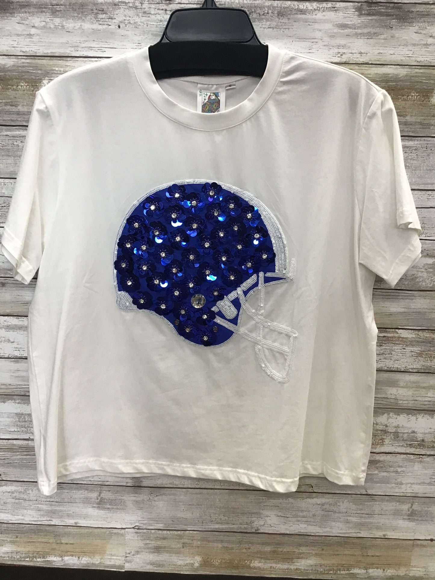 Royal & White Flower Helmet Tee