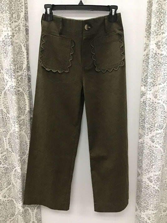 Cropped Scallop Pocket Detail Wide-Leg Pants