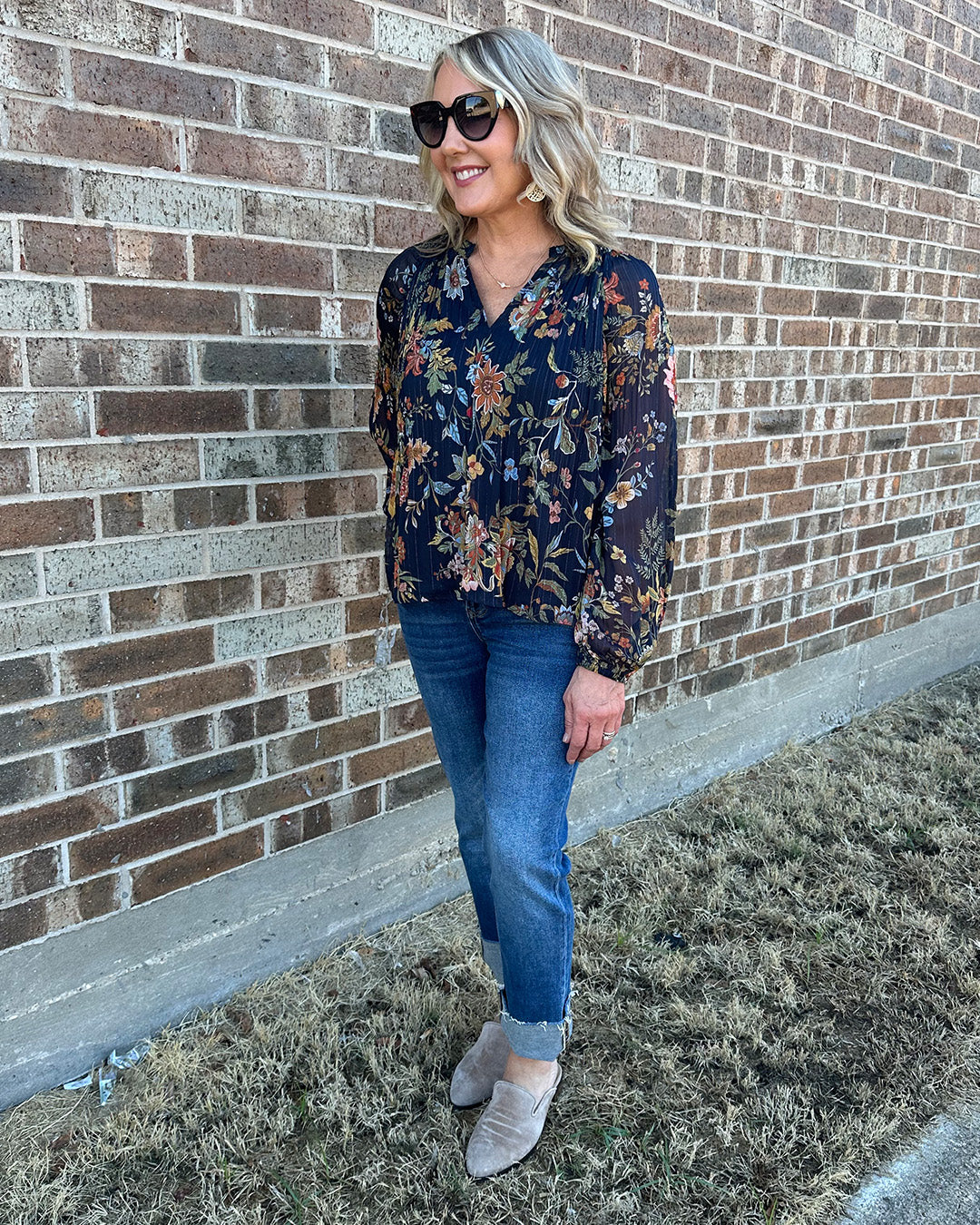 Current Air Navy Long Sleeve Top