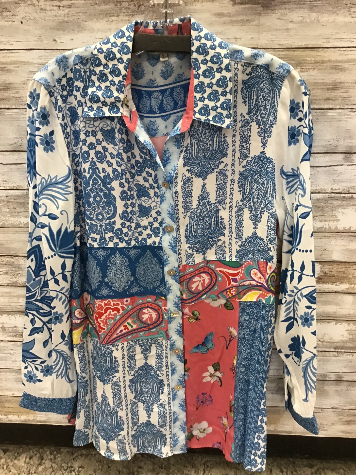 Embroidered Multi Print Buttoned To