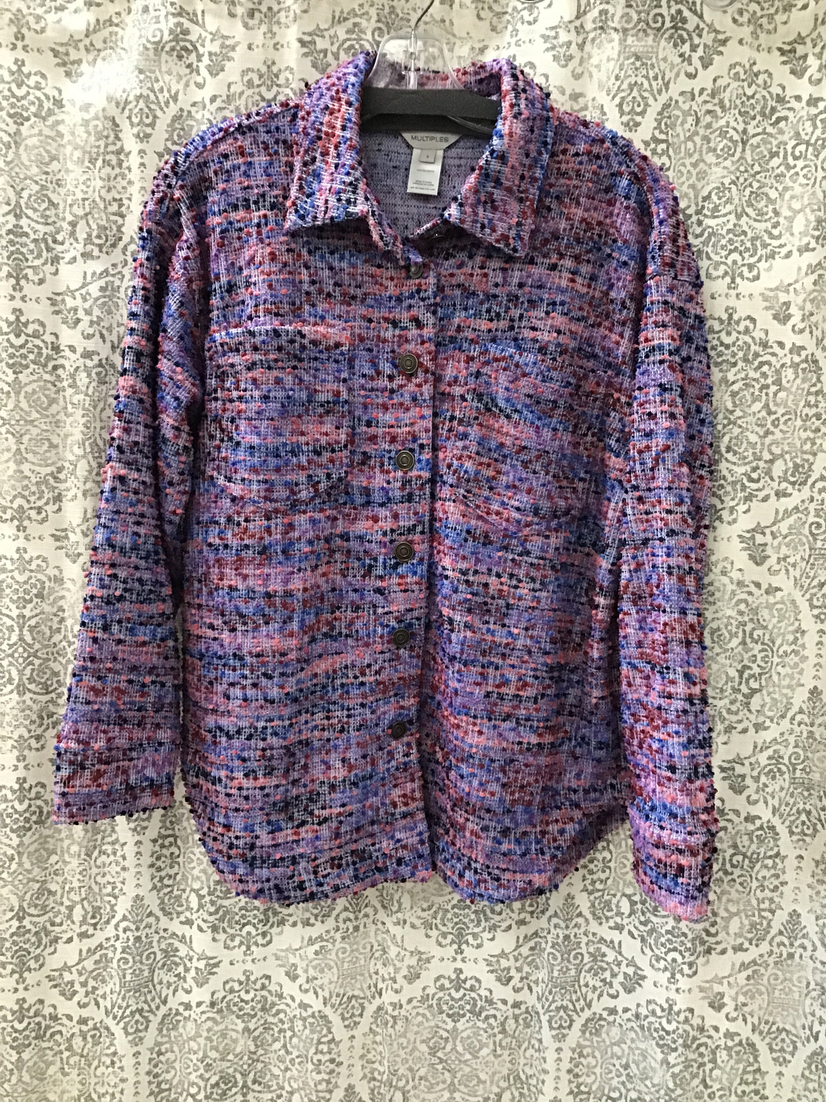Knit Drop Shoulder Button Front Jacket