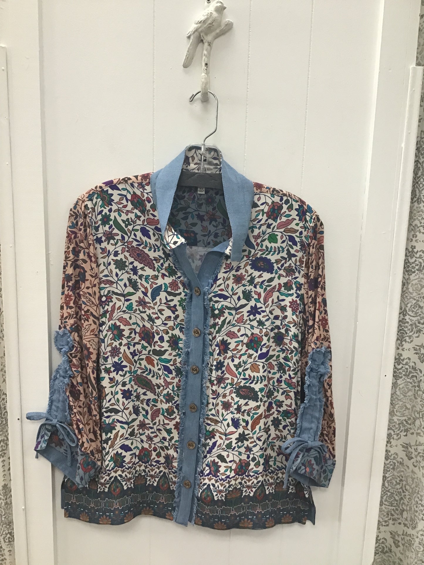 Woven Mixed Collared Button Down