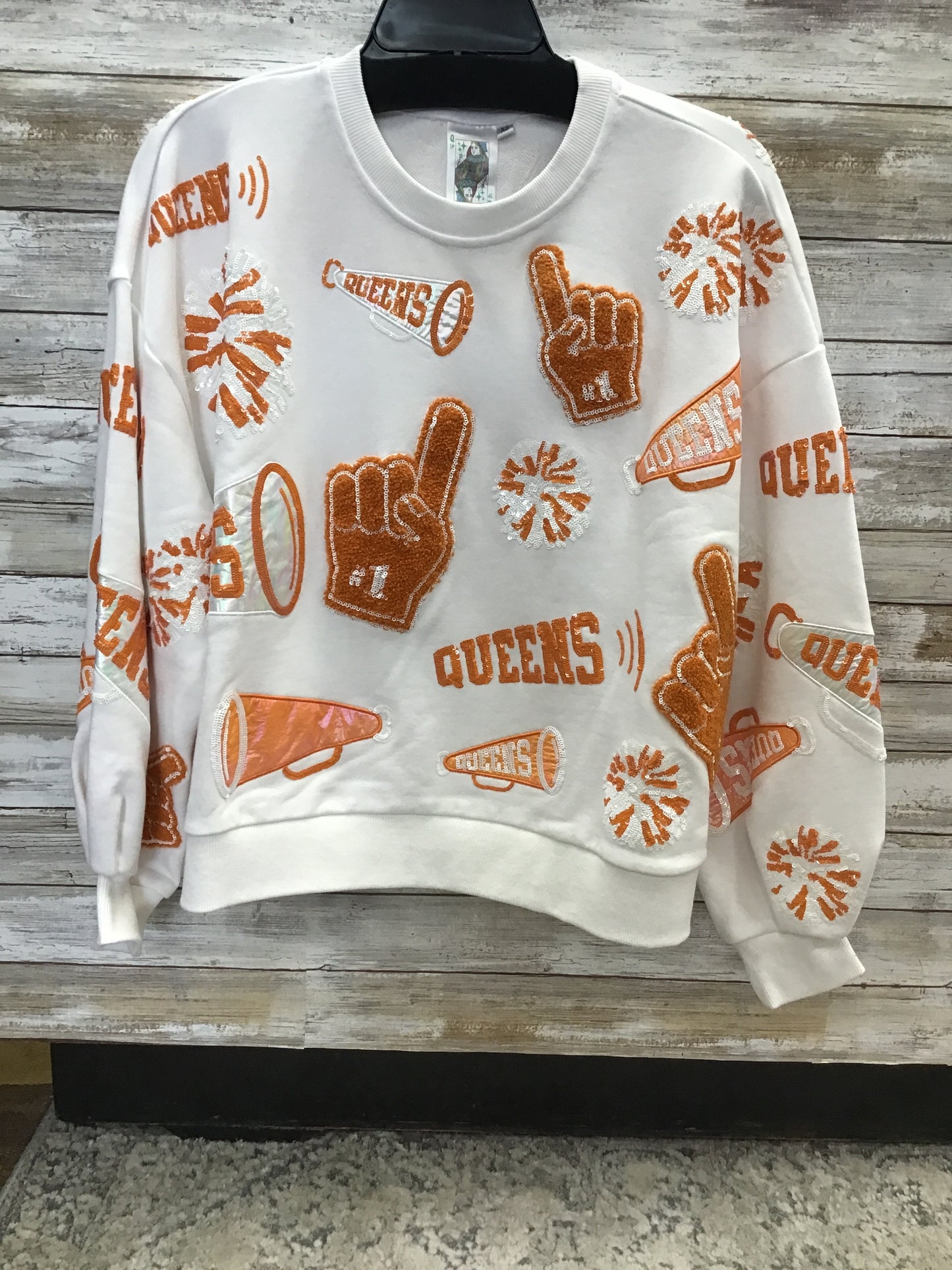 Burnt Orange & White Cheers Queen Sweatshirt