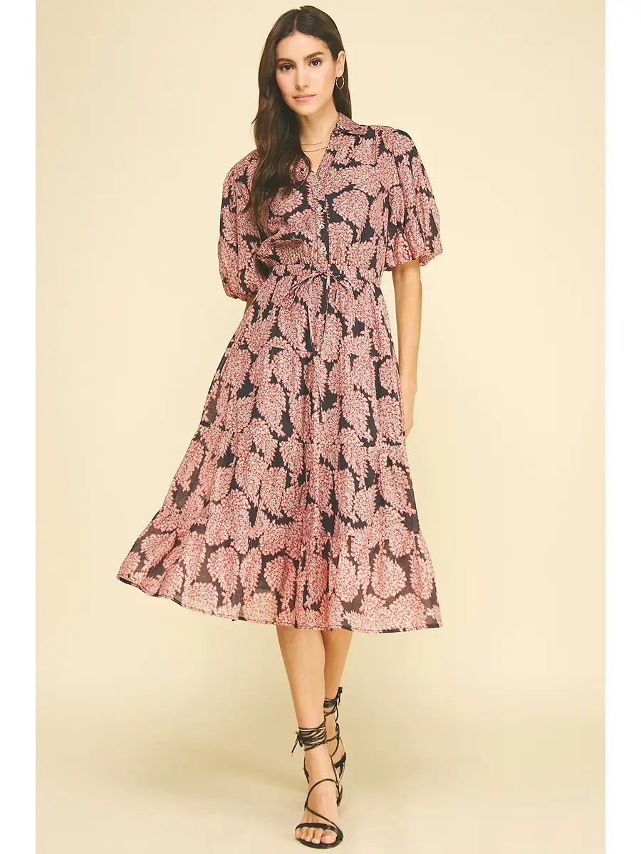 Floral Button Down Tiered Dress