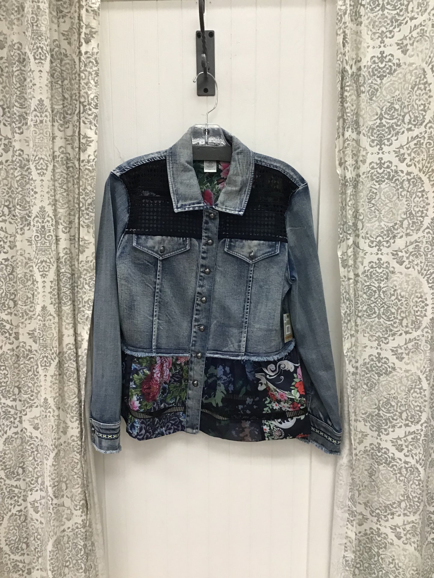Denim Button-Front 3/4 Sleeve Jacket