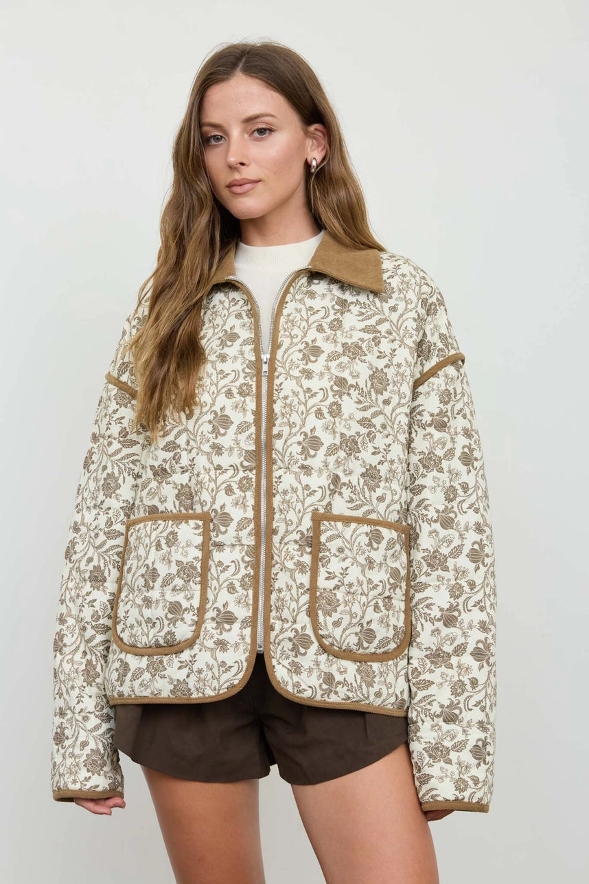 Floral Quilted Collar Jacket