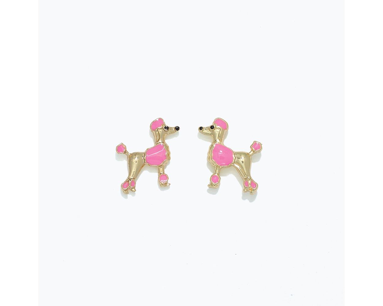 Pink & Gold Poodle Earrings