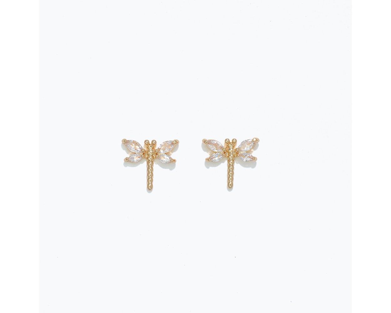 Dragonfly With Clear Crystals Earrings