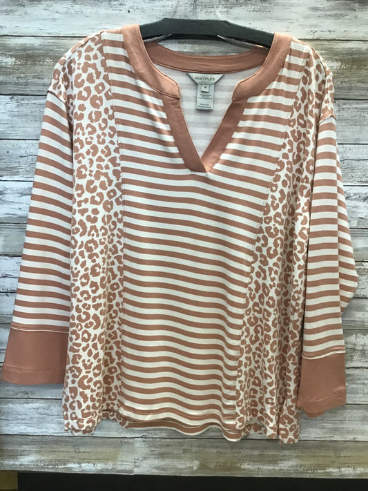 3/4 Sleeve Drop Shoulder Band Collar Top