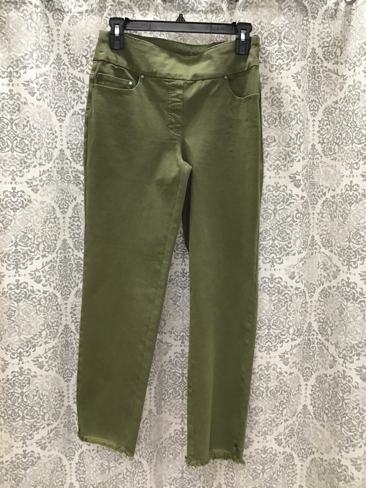 Pull On Fringe Hem Ankle Pant
