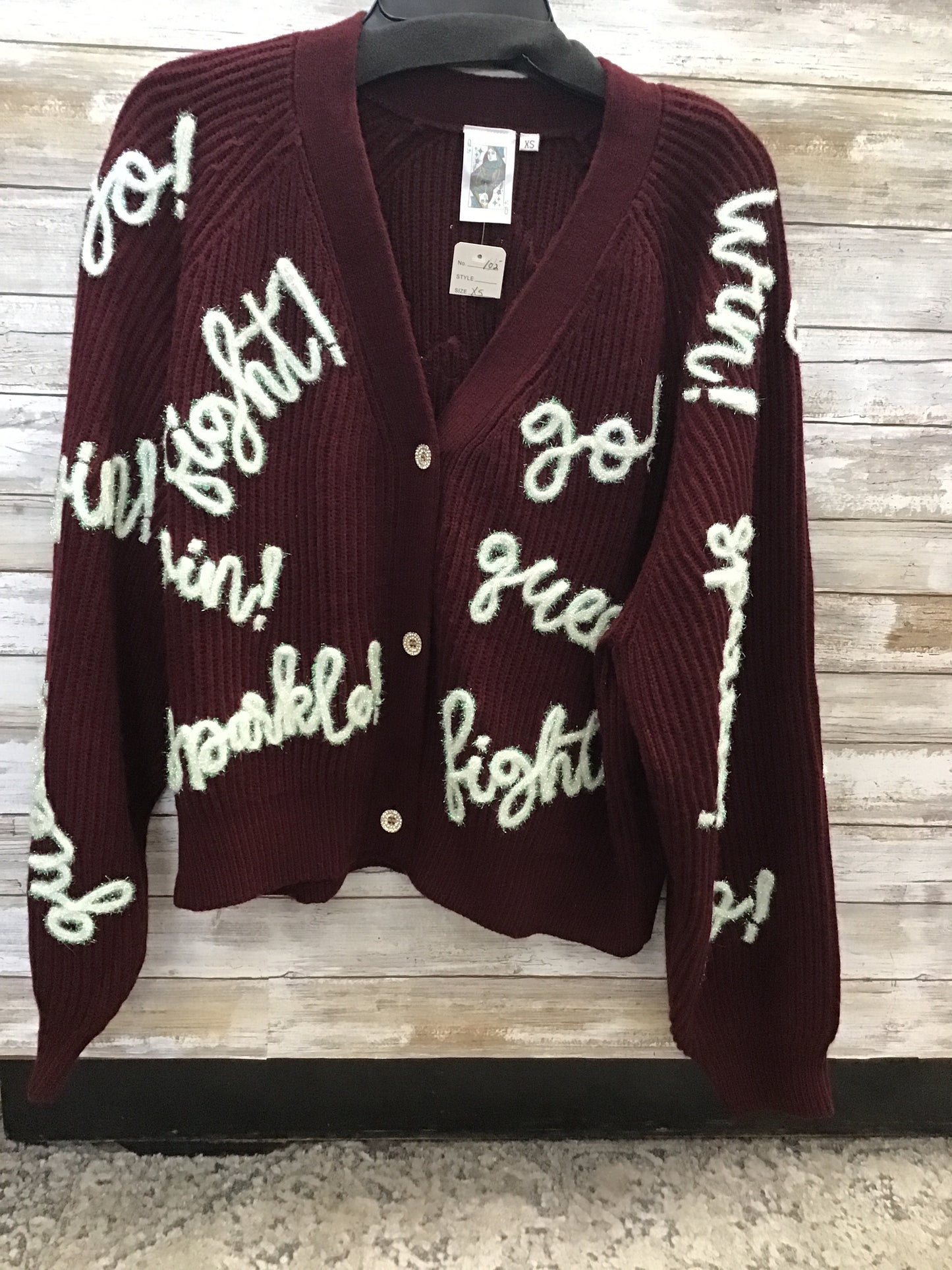 Maroon & White Go Fight Win Cardigan