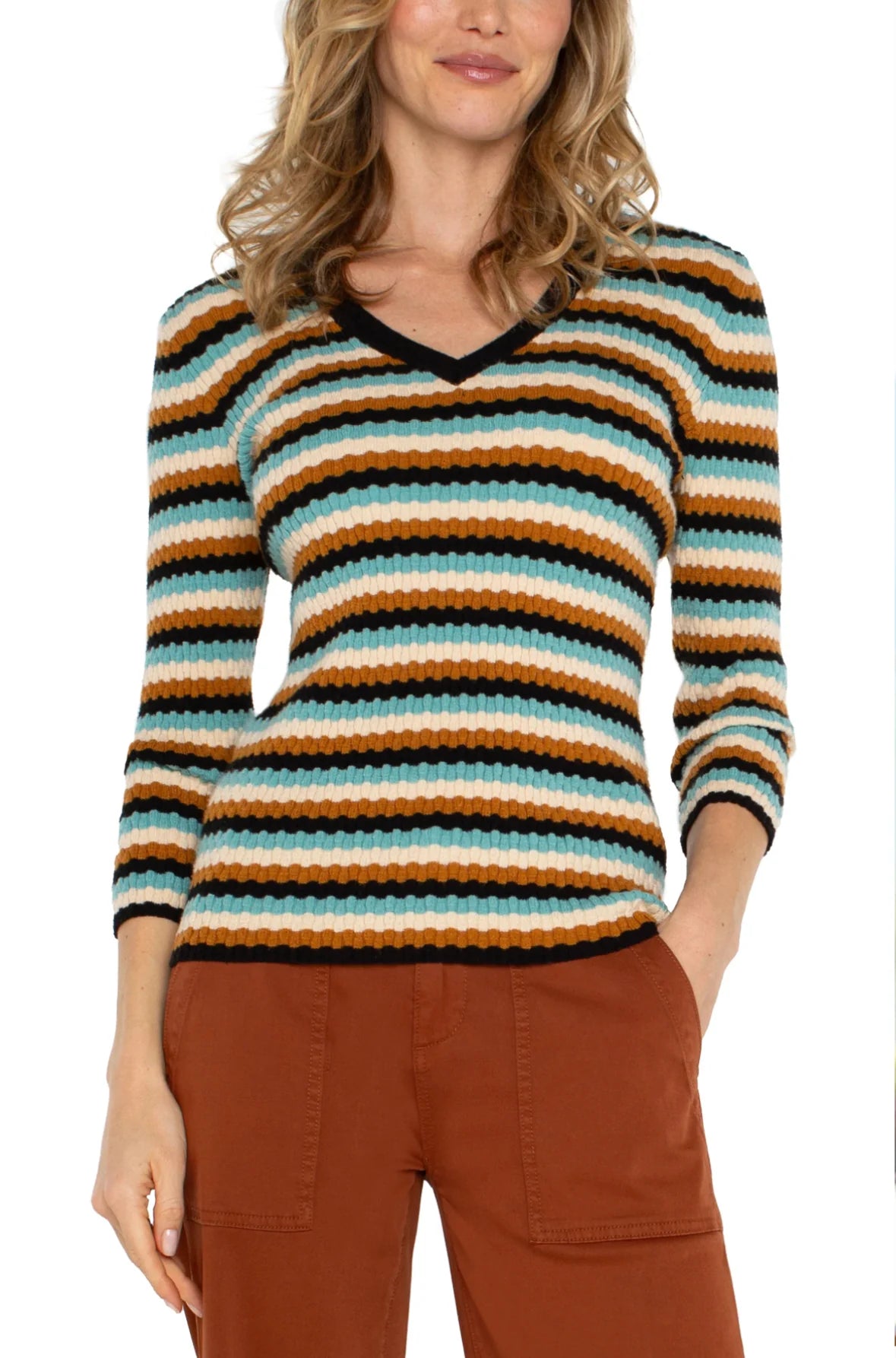 3/4 Sleeve V-Neck Sweater