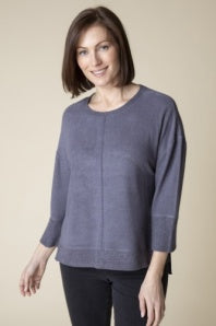 Fleece Solid 3/4 Sleeve Top