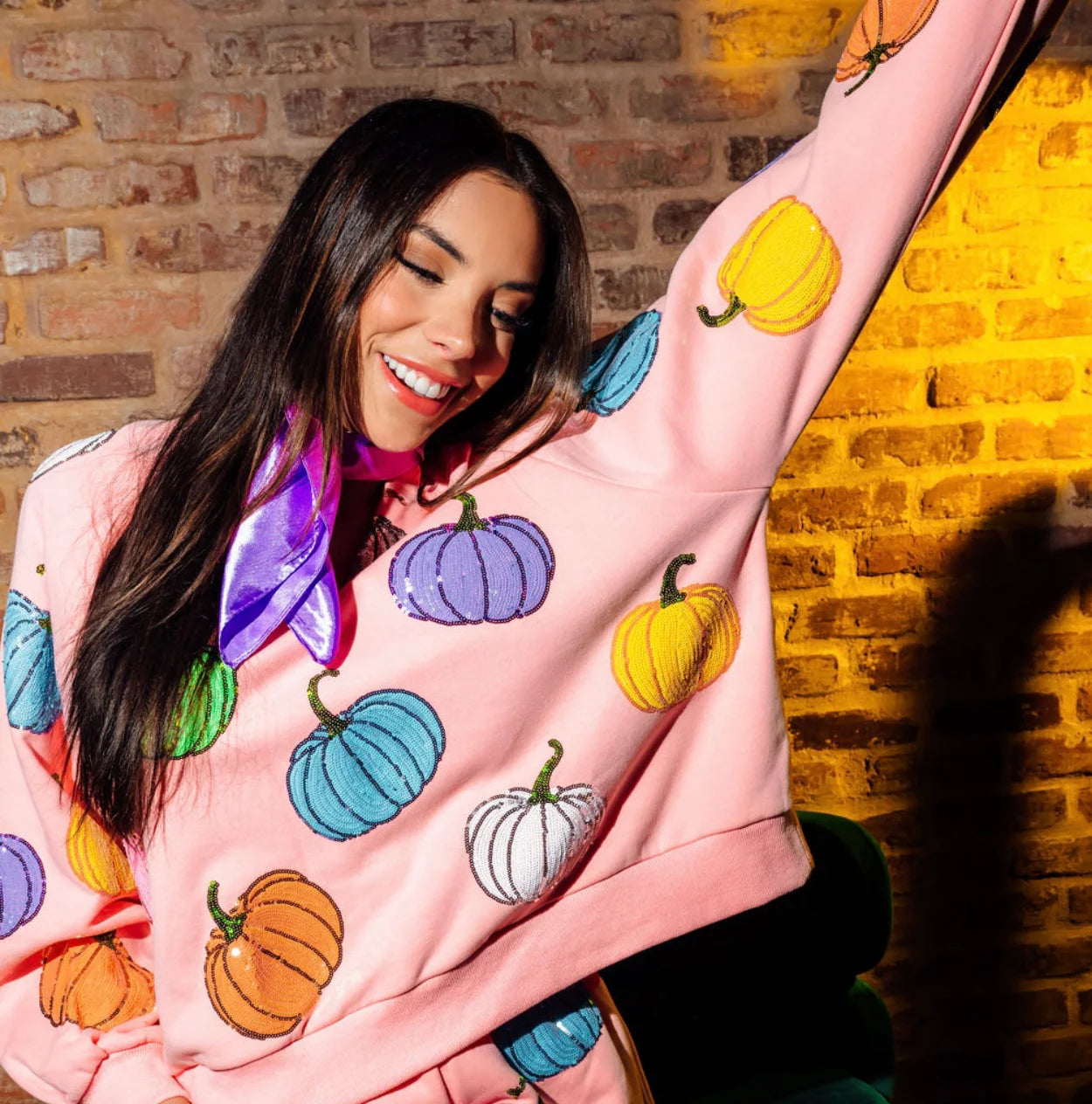 Light Pink Multi Pumpkin Sweatshirt