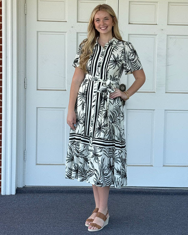 Tropical Print Midi Dress