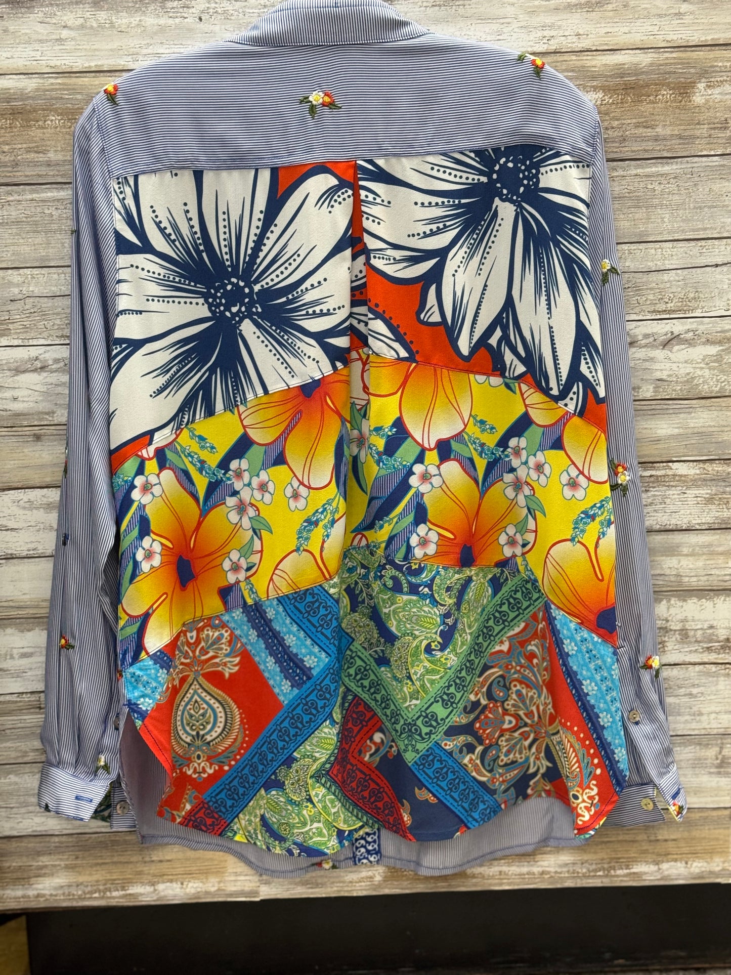 Floral & Striped Button Down Top