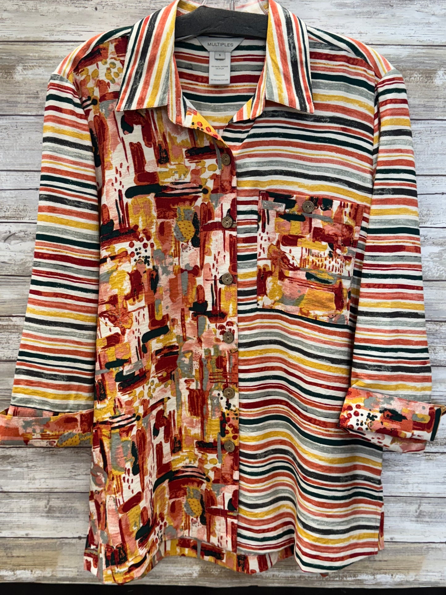 Turn-Up Cuff Button Front Top