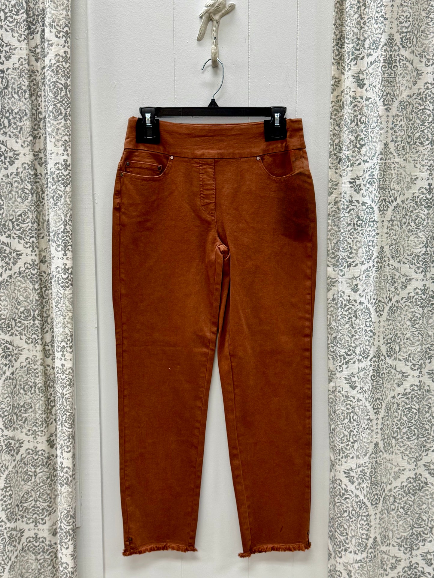 Pull On Fringe Hem Ankle Pant