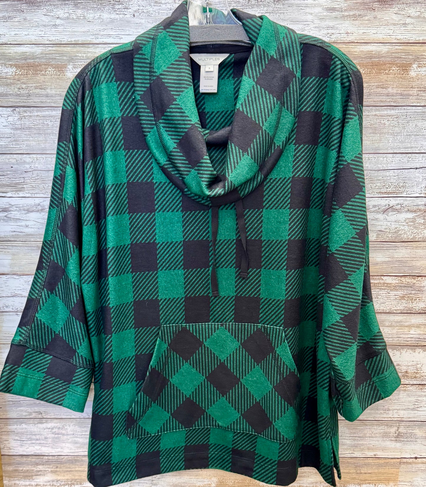 Plaid Kangaroo Pocket Top