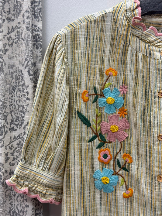 Ribbon Embroidery Blouse