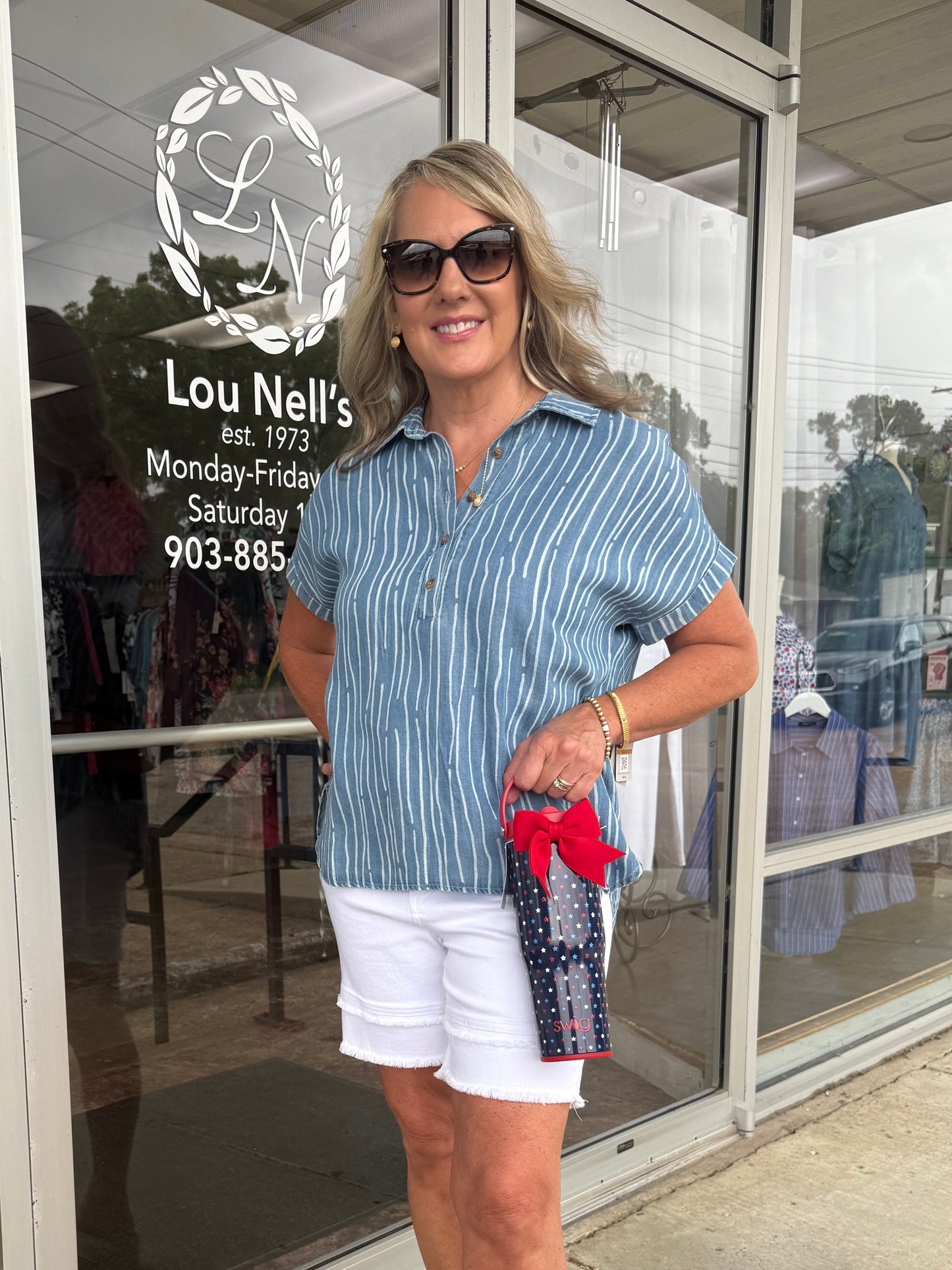 Zip & Button Jean Short with Fringe