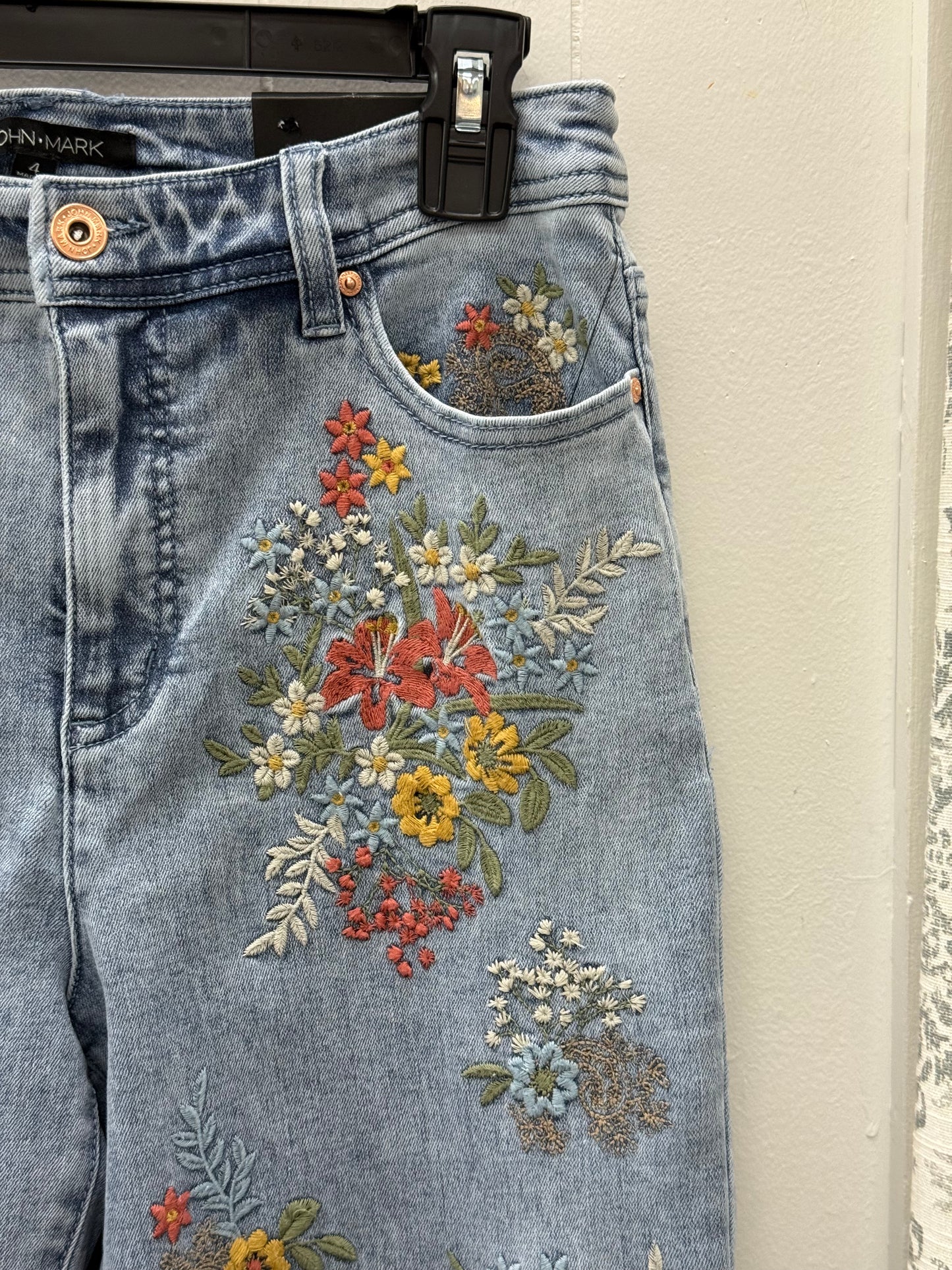 Woven Embroidered Flare Leg 5 Pocket Jacket