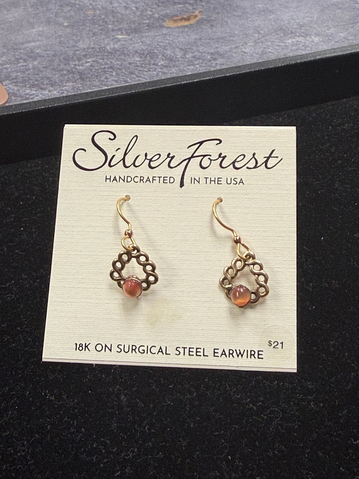 Dangle Gold Earring with Pop of color