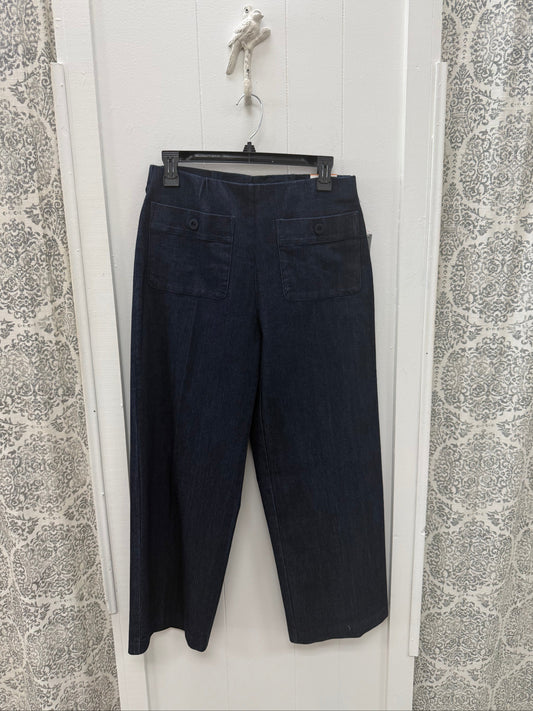 Elastic Patch Pocket Pull On Wide Leg Woven Crop Pant