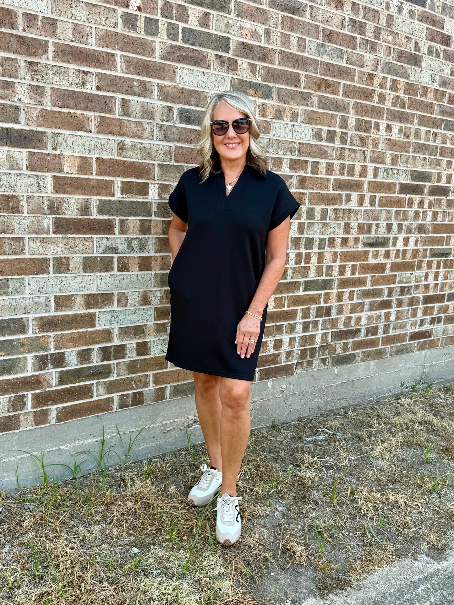 Sleek Black Collared Dress