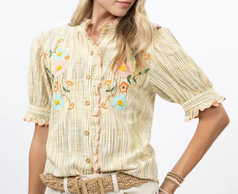 Ribbon Embroidery Shirt