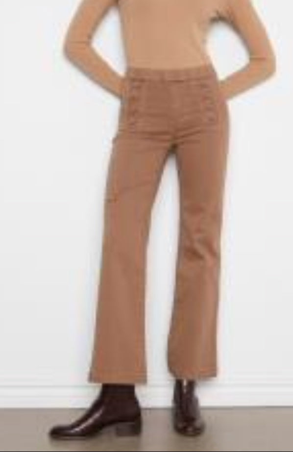 Flare pull On Pants With Sailor Buttons on Front Welts