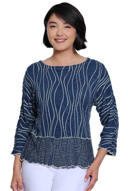 Textured Knit Round Neck Top