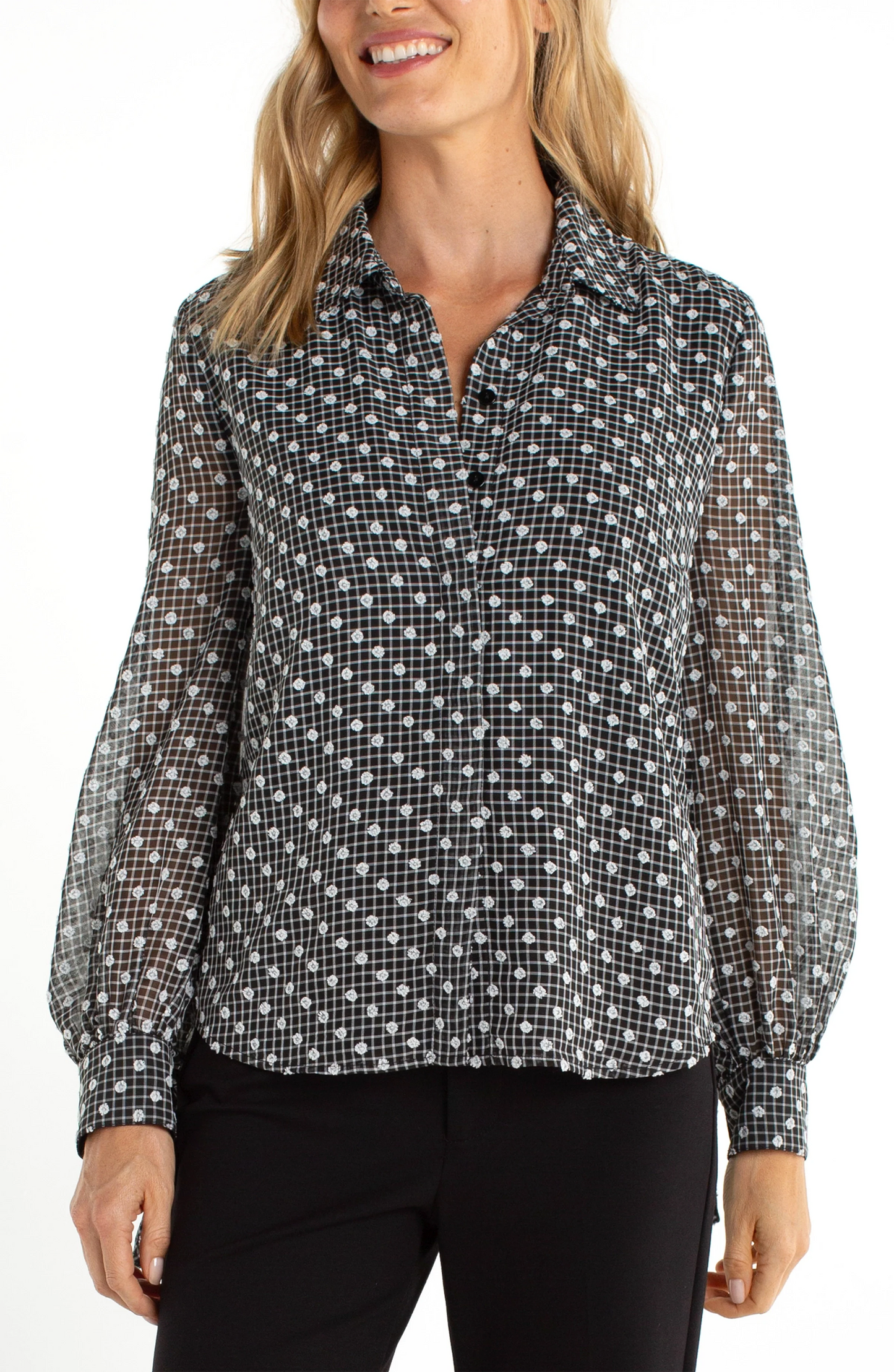 Long Sleeve Woven Blouse