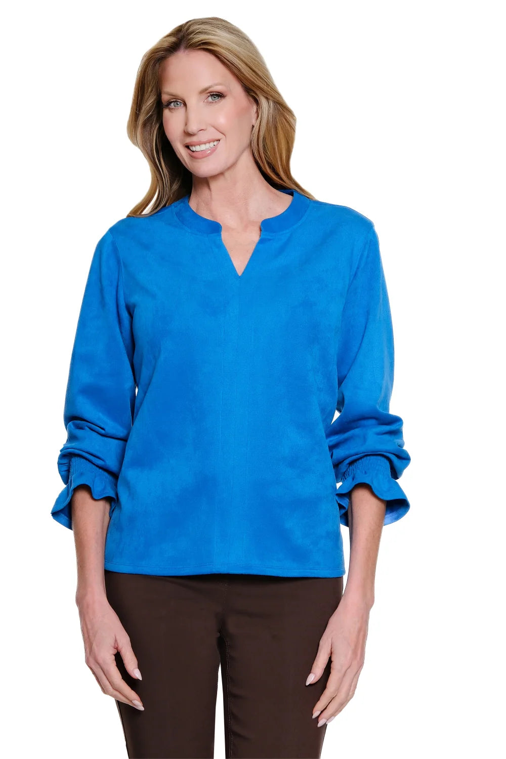 Suede V-Neck Top