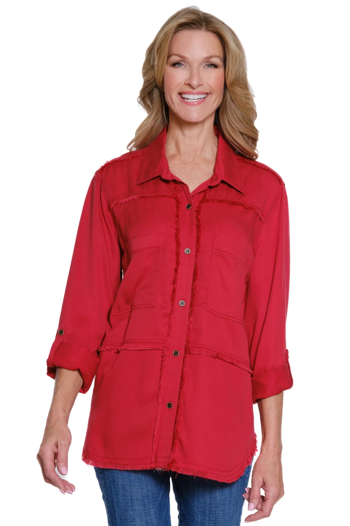 Roll Tab Fringed Shirt