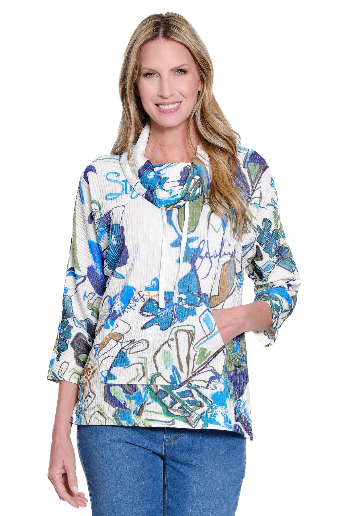 Floral Print Cowl Neck Top