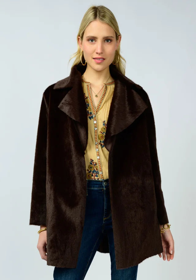 Faux Fur & Suede Coat