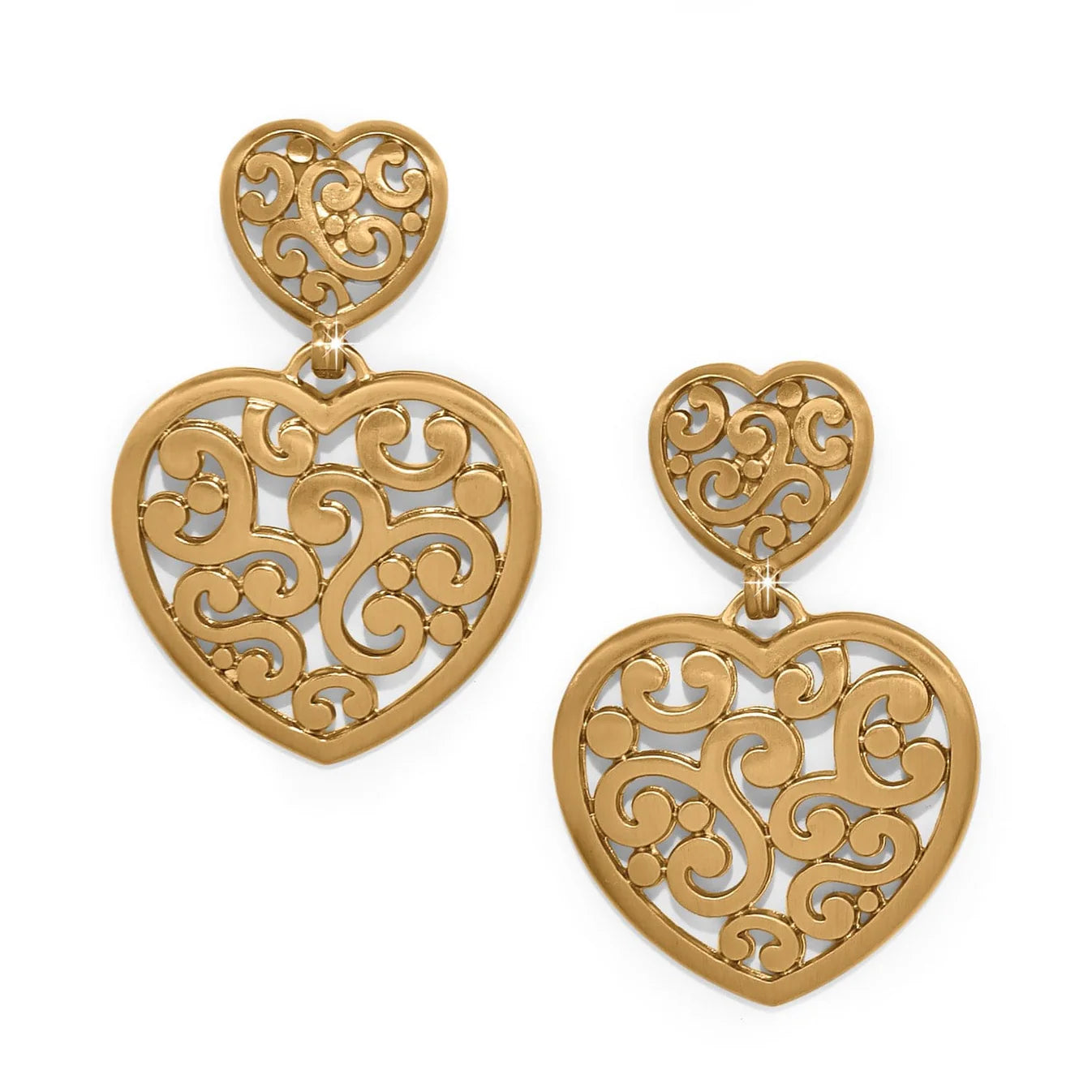 Contempo Heart Double Post Drop Earrings
