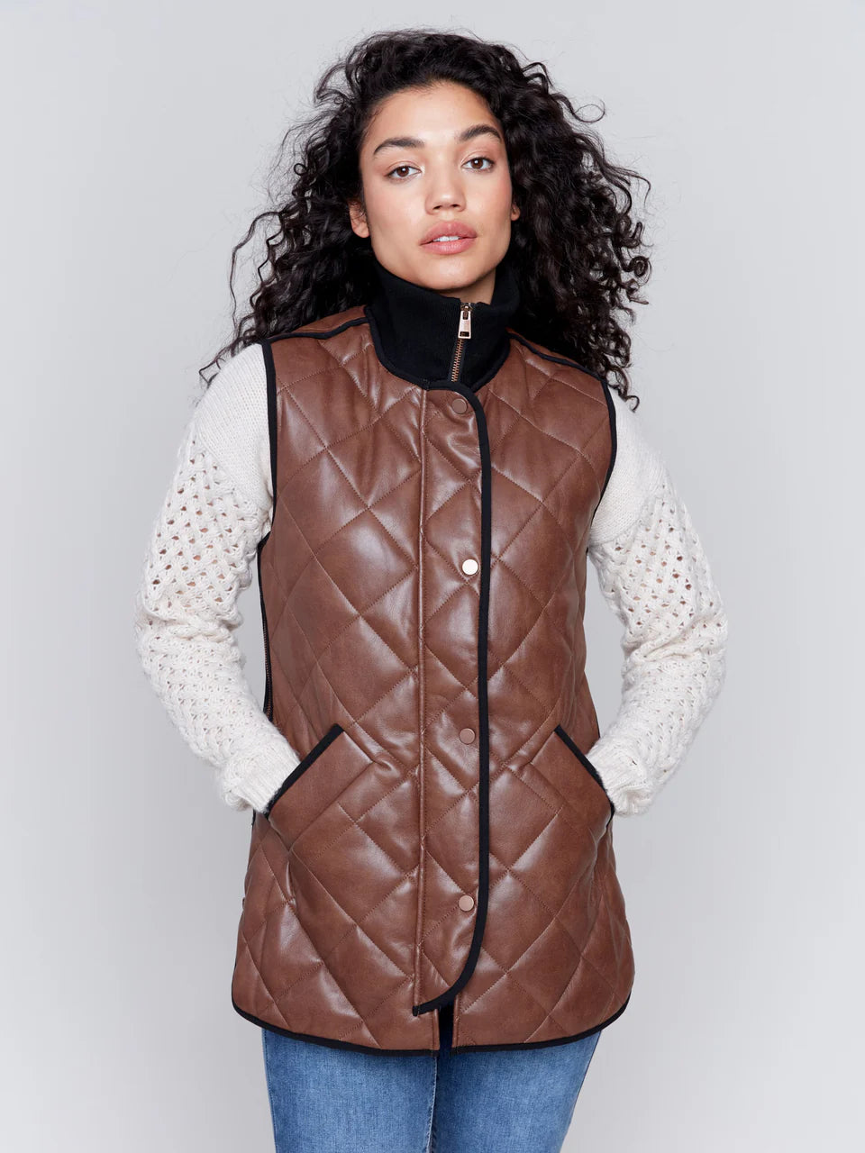 Long Quilted Leather Vest
