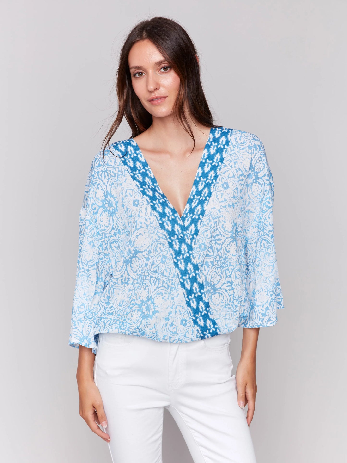 Printed Overlap Blouse
