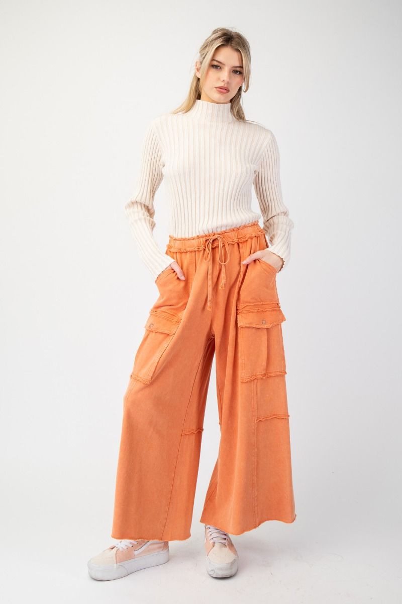 Mineral Washed Wide Leg Pant